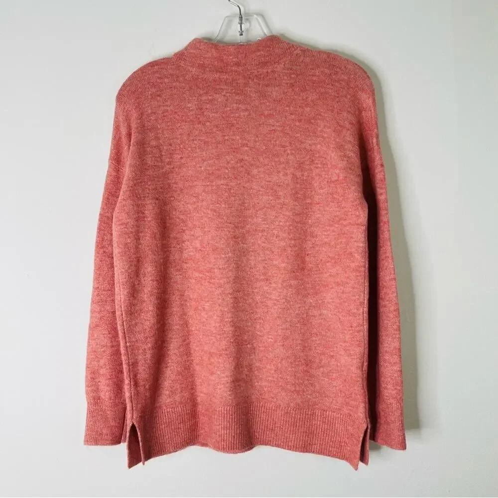 NEW pink peach mock neck pullover preppy oversized sweater small